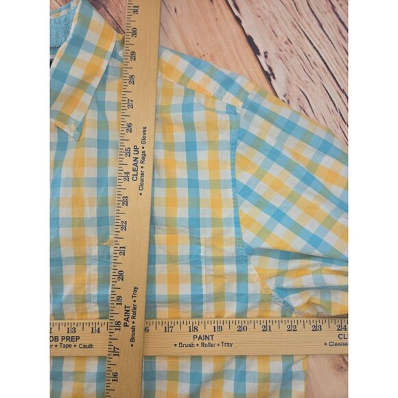 Tommy Bahama Mens Yellow Plaid Shirt Medium - Picture 8 of 8